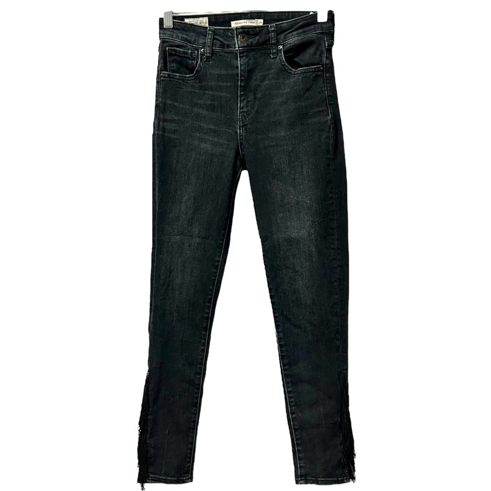 Levi’s Premium Women’s Black 721 High Rise Fringe Ankle Skinny Jeans Sz 26
